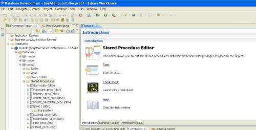 用Stored Procedure Editor打开创建好的存储过程proc1